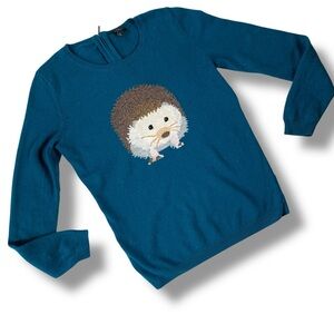Talbots Hedgehog Intarsia Sweater Wool Blend Petite Cottagecore